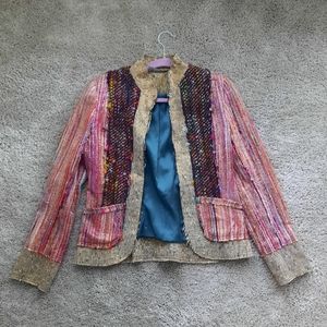 Matthew Williamson Size 6 Jacket Blazer Gold Pink